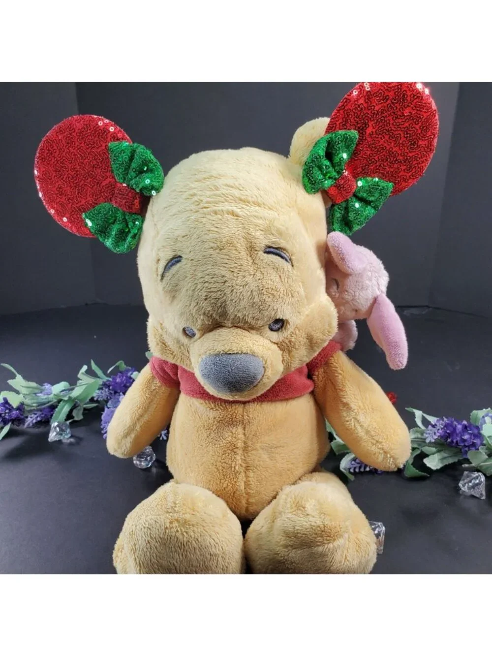 Minnie Mouse Ears Barretts Christmas Sequins Red Hair Bow Clips Hair Accessories